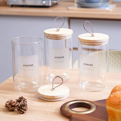 Gambar Informa Wanda Stoples Kaca 1 Liter Set 3 pcs Transparan - Cokelat