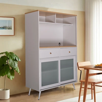 Gambar Informa Lewin Kabinet Dapur Metal - Putih/cokelat Oak