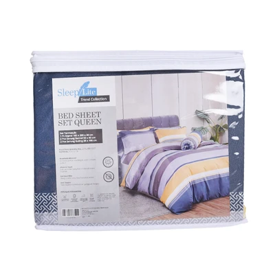Gambar Sleeplite 160x200 cm Set 5 Pcs Seprai Queen Polyester Stripe Masc