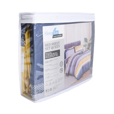 Gambar Sleeplite 160x200 cm Set 5 Pcs Seprai Queen Polyester Stripe Masc