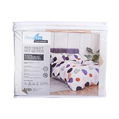 Gambar Sleeplite 160x200 cm Set 5 Pcs Seprai Queen Polyester Dots