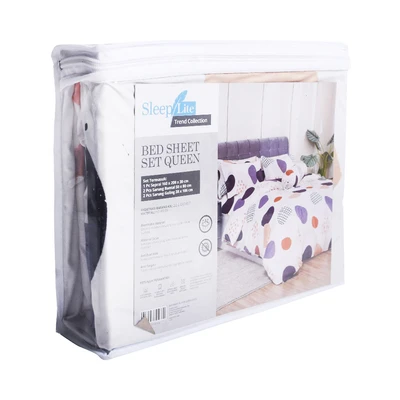 Gambar Sleeplite 160x200 cm Set 5 Pcs Seprai Queen Polyester Dots
