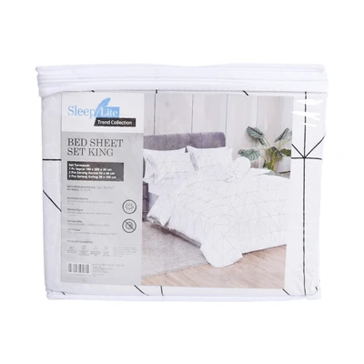 Gambar Sleeplite 180x200 cm Set 5 Pcs Seprai King Polyester Classic Bw