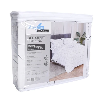 Gambar Sleeplite 180x200 cm Set 5 Pcs Seprai King Polyester Classic Bw