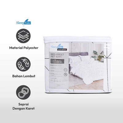 Gambar Sleeplite 180x200 cm Set 5 Pcs Seprai King Polyester Classic Bw