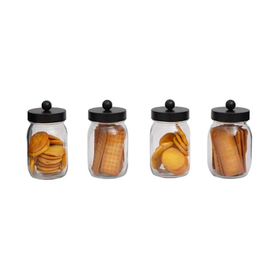 Gambar Informa Gladys Stoples Kaca Set 4 pcs Transparan - Hitam