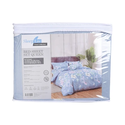Gambar Sleeplite 160x200 cm Set 5 Pcs Seprai Queen Polyester Buttercup - Biru