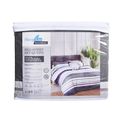 Gambar Sleeplite 160x200 cm Set 5 Pcs Seprai Queen Polyester Stripe Skye