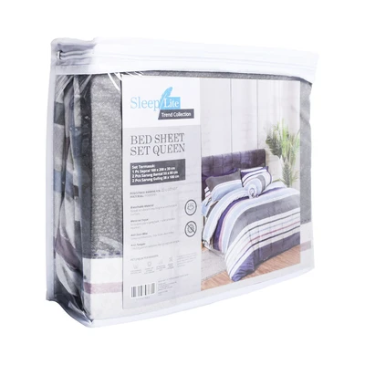 Gambar Sleeplite 160x200 cm Set 5 Pcs Seprai Queen Polyester Stripe Skye
