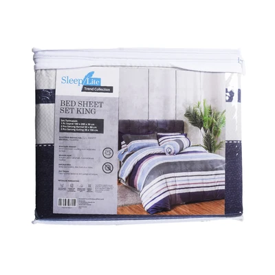 Gambar Sleeplite 180x200 cm Set 5 Pcs Seprai King Polyester Stripe Skye