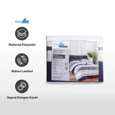 Gambar Sleeplite 180x200 cm Set 5 Pcs Seprai King Polyester Stripe Skye