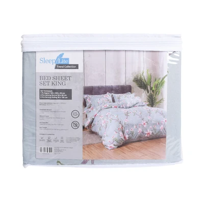 Gambar Sleeplite 180x200 cm Set 5 Pcs Seprai King Polyester Malva - Biru
