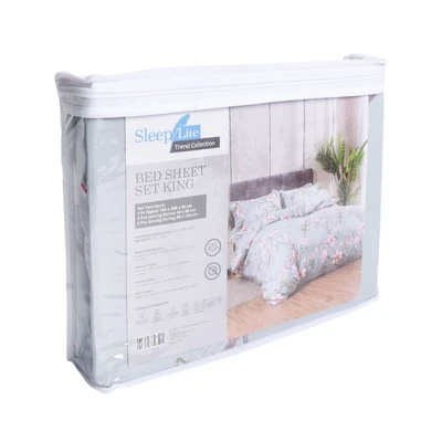 Gambar Sleeplite 180x200 cm Set 5 Pcs Seprai King Polyester Malva - Biru