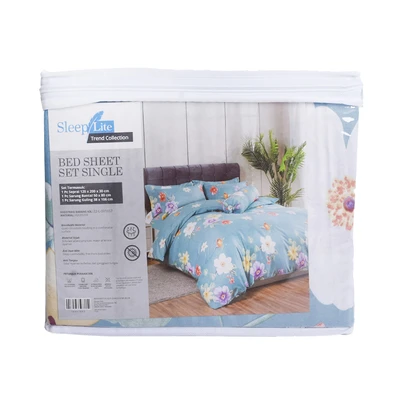 Gambar Sleeplite 120x200 cm Set 3 Pcs Seprai Single Polyester Kirei - Biru