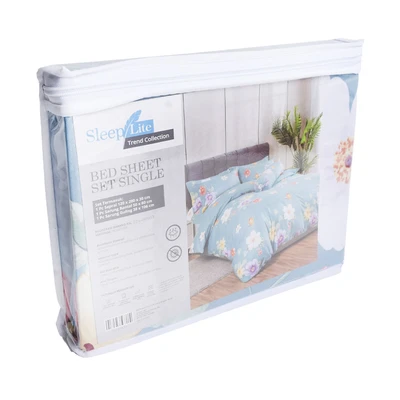 Gambar Sleeplite 120x200 cm Set 3 Pcs Seprai Single Polyester Kirei - Biru