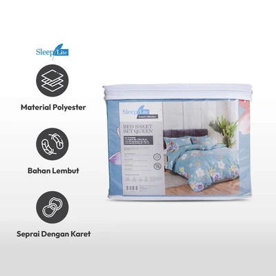 Gambar Sleeplite 160x200 cm Set 5 Pcs Seprai Queen Polyester Kirei - Biru