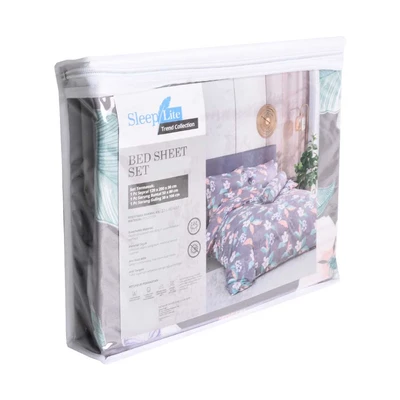 Gambar Sleeplite 160x200 cm Set 5 Pcs Seprai Queen Polyester Fmn - Abu-Abu