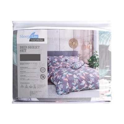Gambar Sleeplite 180x200 cm Set 5 Pcs Seprai King Polyester Fmn - Abu-Abu