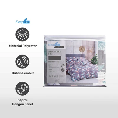 Gambar Sleeplite 180x200 cm Set 5 Pcs Seprai King Polyester Fmn - Abu-Abu