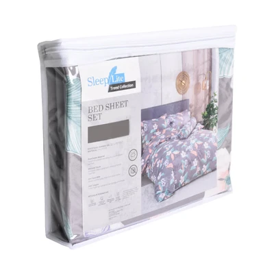 Gambar Sleeplite 180x200 cm Set 5 Pcs Seprai King Polyester Fmn - Abu-Abu