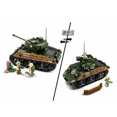 Gambar Sluban Set Wwii M4a3 76w Medium Tank