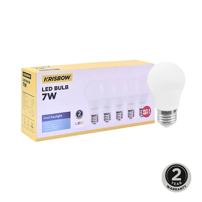 Gambar Krisbow Set 5 Pcs Lumi Bohlam Led 7 Watt Cool Daylight - Putih