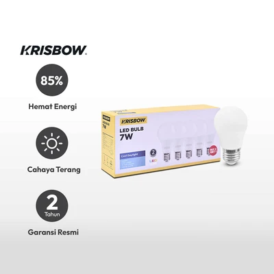 Gambar Krisbow Set 5 Pcs Lumi Bohlam Led 7 Watt Cool Daylight - Putih