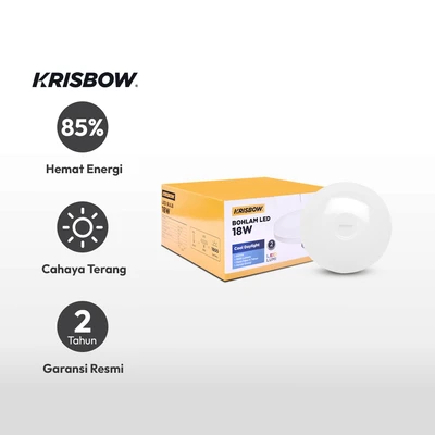 Gambar Krisbow Lumi Bohlam LED Mushroom 18 Watt 1800 Lumen Cool Daylight E27 - Putih