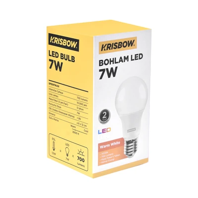 Gambar Krisbow Lumi Bohlam LED 7 Watt 700 Lumen Warm White E27 - Kuning