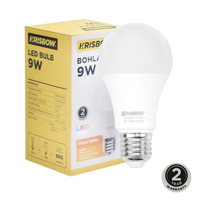 Gambar Krisbow Lumi Bohlam LED 9 Watt 900 Lumen Warm White E27 - Kuning