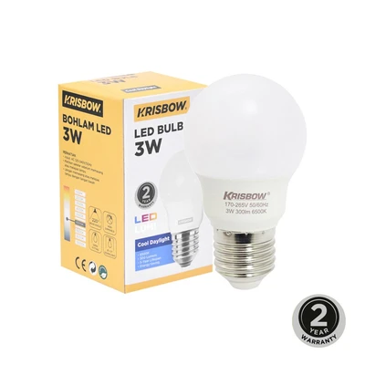 Gambar Krisbow Lumi Bohlam LED 3 Watt 300 Lumen Cool Daylight E27 - Putih