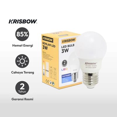 Gambar Krisbow Lumi Bohlam LED 3 Watt 300 Lumen Cool Daylight E27 - Putih