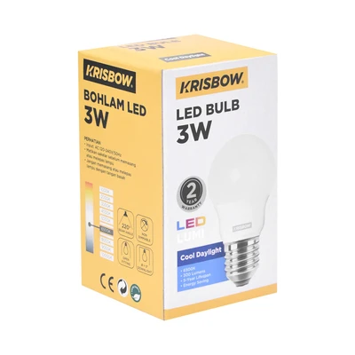 Gambar Krisbow Lumi Bohlam LED 3 Watt 300 Lumen Cool Daylight E27 - Putih