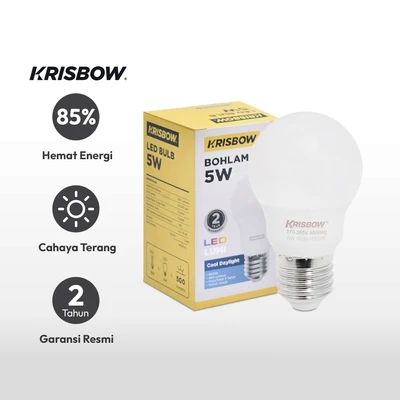 Gambar Krisbow Lumi Bohlam LED 5 Watt 500 Lumen Cool Daylight E27 - Putih
