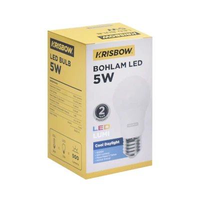 Gambar Krisbow Lumi Bohlam LED 5 Watt 500 Lumen Cool Daylight E27 - Putih