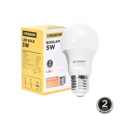 Gambar Krisbow Lumi Bohlam LED 5 Watt 500 Lumen Warm White E27 - Kuning