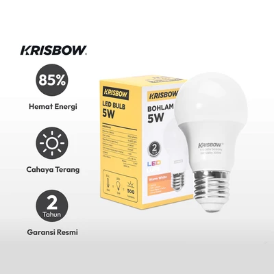 Gambar Krisbow Lumi Bohlam LED 5 Watt 500 Lumen Warm White E27 - Kuning