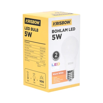 Gambar Krisbow Lumi Bohlam LED 5 Watt 500 Lumen Warm White E27 - Kuning