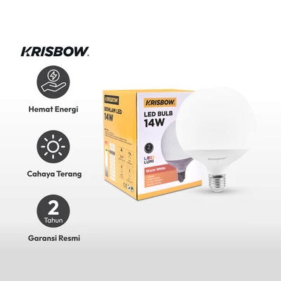 Gambar Krisbow Lumi Bohlam LED Globe 14 Watt 1400 Lumen Warm White E27 - Kuning