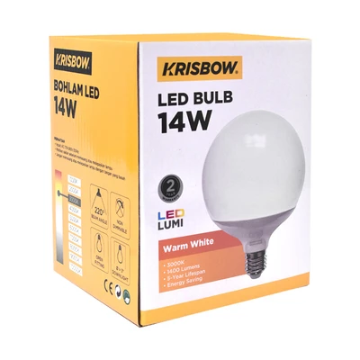 Gambar Krisbow Lumi Bohlam LED Globe 14 Watt 1400 Lumen Warm White E27 - Kuning
