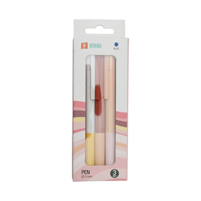 Gambar Ataru Set 3 Pcs Pulpen Biru Retractable - Pink