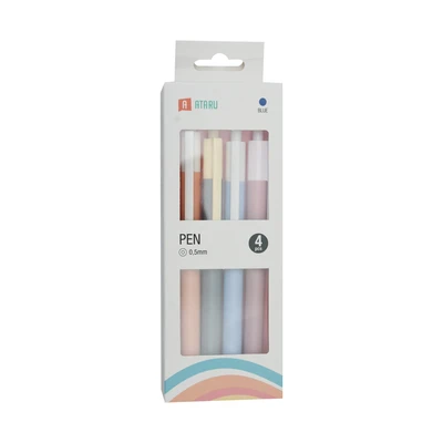 Gambar Ataru Set 4 Pcs Pulpen Biru Retractable - Pastel