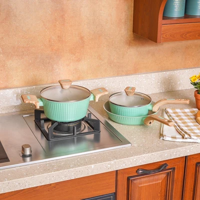 Gambar Cooking Color Sienna Perlengkapan Masak Greblon C3 Set 5 pcs - Hijau Mint
