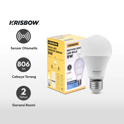 Gambar Krisbow Lumi Bohlam Led Sensor Gerak 9 Watt - Cool Daylight