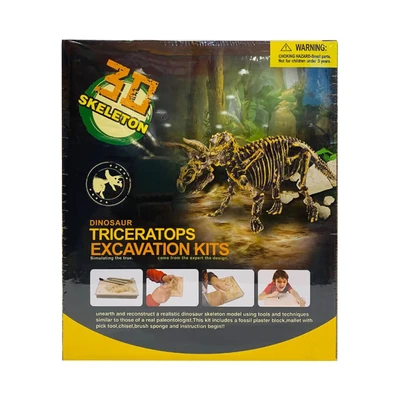 Gambar Kiddy Star Set Figure Dinosaur Triceratops Excavaton Kits 3D Skeleton - Bronze