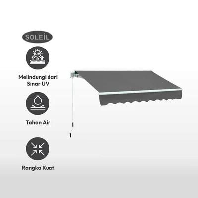 Gambar Soleil Atap Kanopi Tarik 295x250 cm - Abu-Abu