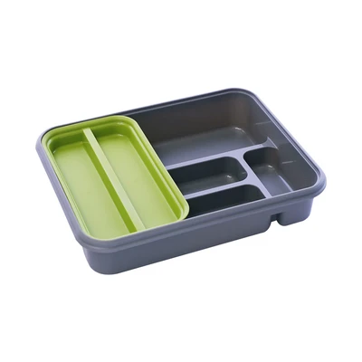 Gambar Stora Tempat Alat Makan Plastik - Abu-Abu/Hijau