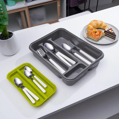 Gambar Stora Tempat Alat Makan Plastik - Abu-Abu/Hijau