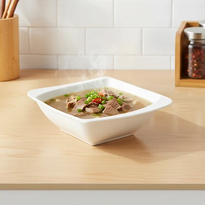 Gambar Appetite Teylin Mangkuk Keramik Bone China Square 24 cm - Putih