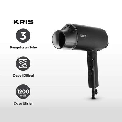 Gambar Kris Hair Dryer Lipat 1200 Watt - Hitam